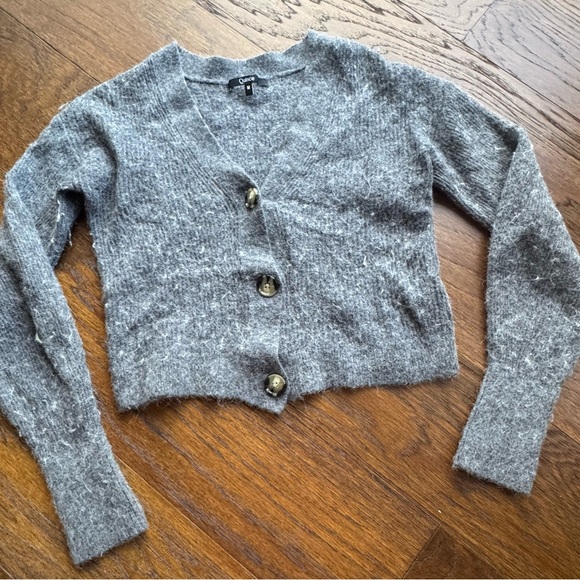 Quince Alpaca Wool Blend Cropped Cardigan Sweater M Medium Gray - Picture 12 of 16